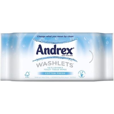 Andrex Washlets Flushable Toilet Tissue Wipes - 42 Andrex Washlets Flushable Toilet Tissue Wipes - 42