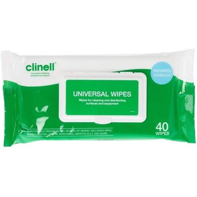 Clinell Universal 40 Wipes For Cleaning And Disinfecting Hands Surface And Equip Clinell Universal 40 Wipes For Cleaning And Disinfecting Hands Surface And Equip