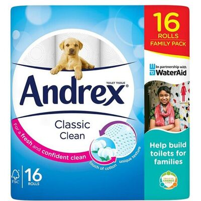 Andrex - Classic Clean - 16 rolls - Toilet paper Andrex - Classic Clean - 16 rolls - Toilet paper
