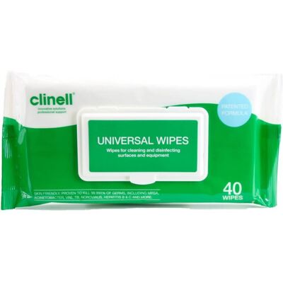 Clinell Universal Sanitising Wipes - Pack of 40 Clinell Universal Sanitising Wipes - Pack of 40