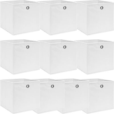 vidaXL 10x Storage Boxes White Fabric Foldable Garden Chests Cases Organisers - Storage Boxes vidaXL 10x Storage Boxes White Fabric Foldable Garden Chests Cases Organisers - Storage Boxes