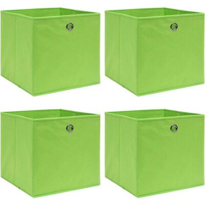vidaXL 4 Storage Boxes Green Fabric Foldable Garden Chests - Storage Boxes vidaXL 4 Storage Boxes Green Fabric Foldable Garden Chests - Storage Boxes