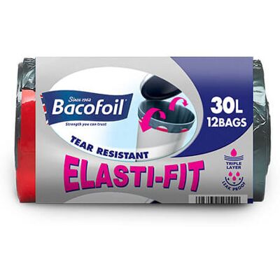 Bacofoil 12 x 30L Elasti-Fit Kitchen Bin Liners Bacofoil 12 x 30L Elasti-Fit Kitchen Bin Liners