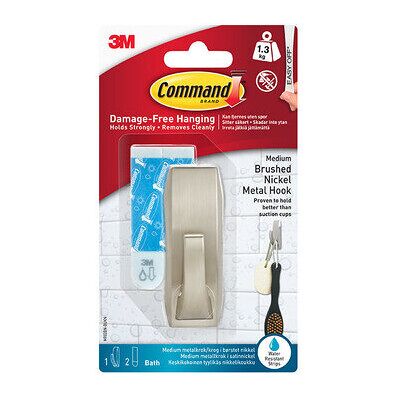 Command Bath Satin Nickel Metal Hook - Bathroom Type Command Bath Satin Nickel Metal Hook - Bathroom Type