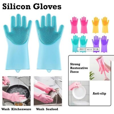 Ranpo (Grey) Magic Silicone Rubber Dish Washing Gloves Kitchen Pet Bath Cleaning Scrub Ranpo (Grey) Magic Silicone Rubber Dish Washing Gloves Kitchen Pet Bath Cleaning Scrub