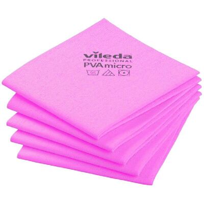 (Red) Vileda PVAmicro Streak-Free Cloths ~ 5 Cloths (Red) Vileda PVAmicro Streak-Free Cloths ~ 5 Cloths
