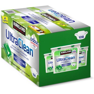 Kirkland Signature Ultra Clean Laundry Capsules — 3 x 36 Pack, Odour Eliminating Kirkland Signature Ultra Clean Laundry Capsules — 3 x 36 Pack, Odour Eliminating