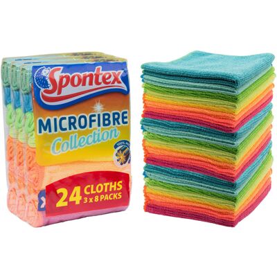 Spontex Microfibre Multi-purpose Cloths Removes Dust Grease Pack 24 Spontex Microfibre Multi-purpose Cloths Removes Dust Grease Pack 24