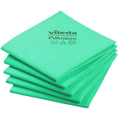(Green) Vileda PVAmicro Streak-Free Cloths ~ 5 Cloths (Green) Vileda PVAmicro Streak-Free Cloths ~ 5 Cloths