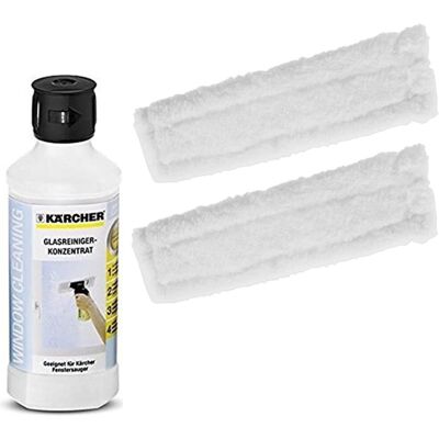 Kärcher Cloth Pads + Cleaning Fluid for KARCHER Window Vac - 2 x Pads + 500ml Kärcher Cloth Pads + Cleaning Fluid for KARCHER Window Vac - 2 x Pads + 500ml