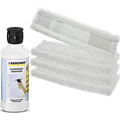 Kärcher Cloth Pads + Cleaning Fluid for KARCHER Window Vac - 4 x Pads + 500ml Kärcher Cloth Pads + Cleaning Fluid for KARCHER Window Vac - 4 x Pads + 500ml