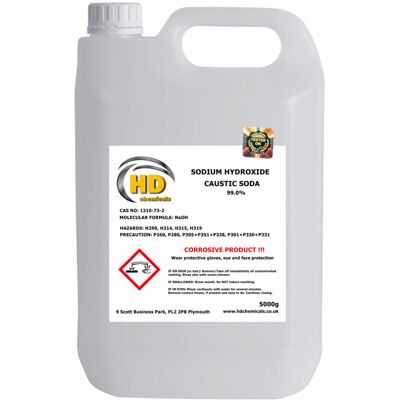 HD Chemicals LTD (5000g (5kg)) Caustic Soda Sodium Hydroxide Lye 99% Soap, Drains HD Chemicals LTD (5000g (5kg)) Caustic Soda Sodium Hydroxide Lye 99% Soap, Drains