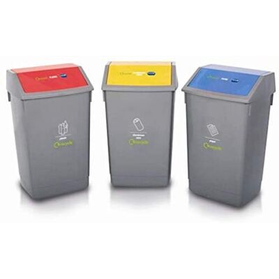 Addis Set of 3 Recycling 60 Litre Waste Utility Office Business Commercial Bins Addis Set of 3 Recycling 60 Litre Waste Utility Office Business Commercial Bins
