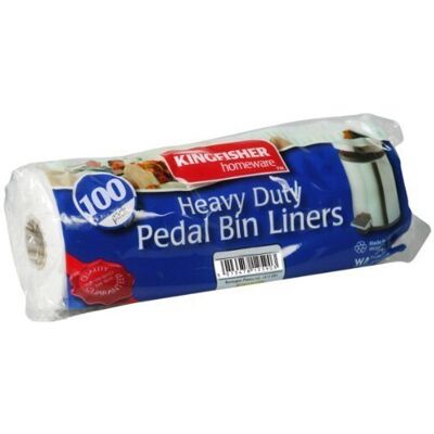 Kingfisher Pedal Bin Liners, Pack of 100, White Kingfisher Pedal Bin Liners, Pack of 100, White