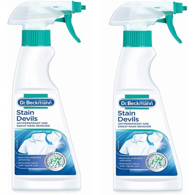 Dr Beckmann - Stain Devils Antiperspirant & Sweat Mark Remover Spray - 2 x 250ml - Stain Remover Dr Beckmann - Stain Devils Antiperspirant & Sweat Mark Remover Spray - 2 x 250ml - Stain Remover