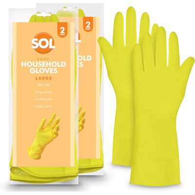 SOL 4 Pairs of Large Household Cleaning Gloves Latex Rubber SOL 4 Pairs of Large Household Cleaning Gloves Latex Rubber