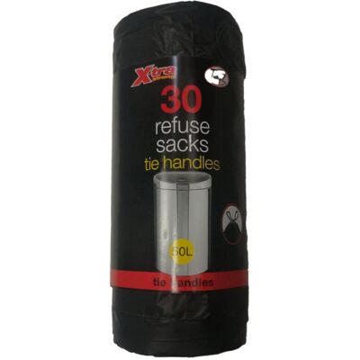 TidyZ Tie Handle Refuse Sacks 50L Waste Disposal Bin - 30 Bags X 6 TidyZ Tie Handle Refuse Sacks 50L Waste Disposal Bin - 30 Bags X 6