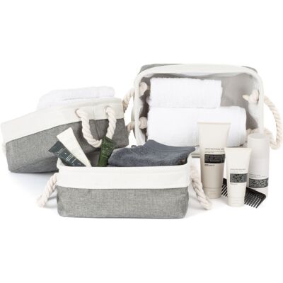 (3PCS MEDIUM ) LIVIVO Large Canvas Storage Baskets Fabric Cotton Rope Handle Box (3PCS MEDIUM ) LIVIVO Large Canvas Storage Baskets Fabric Cotton Rope Handle Box