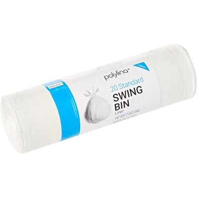 Polylina 20 Tough Durable Heavy Duty Tie Top Swing Bin Liners, Recycled Plastic, Polylina 20 Tough Durable Heavy Duty Tie Top Swing Bin Liners, Recycled Plastic,