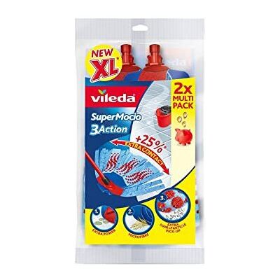 Vileda SuperMocio 3Action Mop Refill Twin pack - 123908 pack of 2 Vileda SuperMocio 3Action Mop Refill Twin pack - 123908 pack of 2