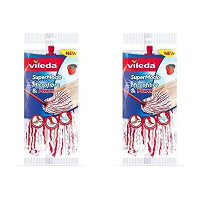 Vileda 2 pieces SuperMocio Microfibre & Power Mop Head, Fiber, Multicoloured, 7x Vileda 2 pieces SuperMocio Microfibre & Power Mop Head, Fiber, Multicoloured, 7x