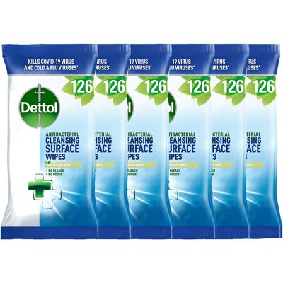 Dettol Cleansing Surface Wipes 126 Large Antibacterial Wipes 6 Packs Dettol Cleansing Surface Wipes 126 Large Antibacterial Wipes 6 Packs