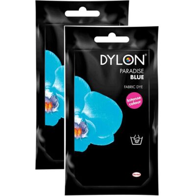 2 x Dylon Hand Fabric Dye Sachet - Paradise Blue 2 x Dylon Hand Fabric Dye Sachet - Paradise Blue