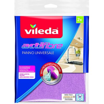Vileda Actifaser All-Purpose Microfiber Cloths - Pack of 2, Soft Grip, Easy Rins Vileda Actifaser All-Purpose Microfiber Cloths - Pack of 2, Soft Grip, Easy Rins