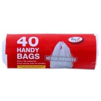 Tidzy 12 X Tidyz 40 Handy Bags Shopping Extra Strong 15L Pedal Bin Liner Tie Handle Tidzy 12 X Tidyz 40 Handy Bags Shopping Extra Strong 15L Pedal Bin Liner Tie Handle