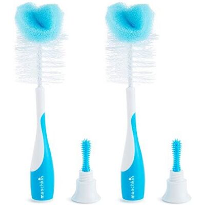 Munchkin Bottle Brush - 2-in-1 Sponge Baby Bottle Cleaner - Soft & Reusable Munchkin Bottle Brush - 2-in-1 Sponge Baby Bottle Cleaner - Soft & Reusable