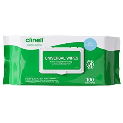 Clinell - BCW100 - Pack 100 - Extra Thick - Cleaning Wipes Clinell - BCW100 - Pack 100 - Extra Thick - Cleaning Wipes