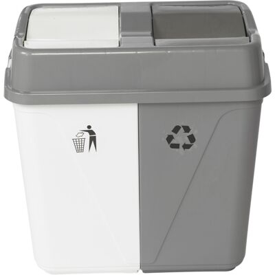 URBN Living - Duo Kitchen Bin - White/Grey - 60L - Kitchen bin URBN Living - Duo Kitchen Bin - White/Grey - 60L - Kitchen bin