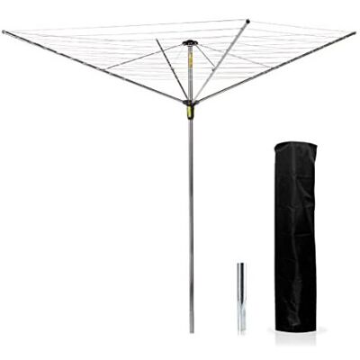 Minky Easy Breeze 45m 4 Arm Rotary Airer with Cover, Alloy Steel, Silver Minky Easy Breeze 45m 4 Arm Rotary Airer with Cover, Alloy Steel, Silver