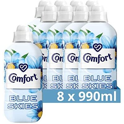 Comfort Blue Skies Fabric Conditioner Pack of 8 - 264 washes, Stay Fresh technol Comfort Blue Skies Fabric Conditioner Pack of 8 - 264 washes, Stay Fresh technol
