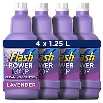 Flash Powermop Refill Liquid, Floor Cleaner, French Lavender, 5 Litres (1.25 L x 4) Flash Powermop Refill Liquid, Floor Cleaner, French Lavender, 5 Litres (1.25 L x 4)