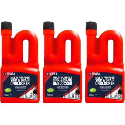 Spear & Jackson Multi-Purpose Sink & Drain Unblocker 3 x 750 ml Spear & Jackson Multi-Purpose Sink & Drain Unblocker 3 x 750 ml