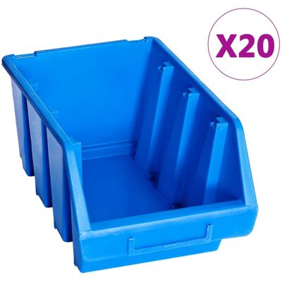 vidaXL Stacking Storage Bins Storage Basket Storage Box 20 pcs Blue Plastic vidaXL Stacking Storage Bins Storage Basket Storage Box 20 pcs Blue Plastic