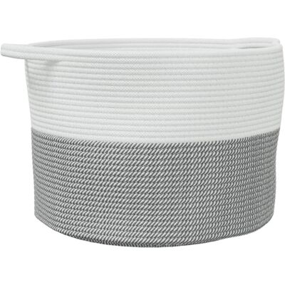 vidaXL Laundry Basket Grey White Ø55x36 cm Cotton vidaXL Laundry Basket Grey White Ø55x36 cm Cotton