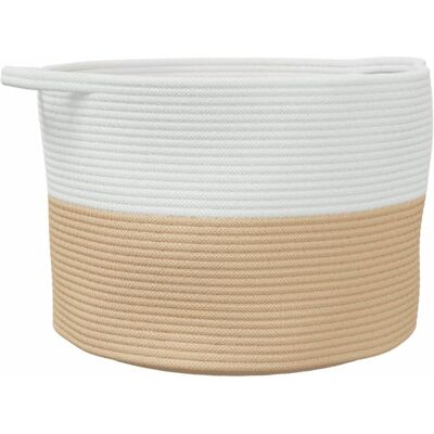 vidaXL Laundry Basket Beige White Cotton - Laundry Basket vidaXL Laundry Basket Beige White Cotton - Laundry Basket
