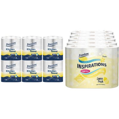 Freedom Lemon Toilet Paper 3Ply With 24x Rolls of Kitchen Towels Freedom Lemon Toilet Paper 3Ply With 24x Rolls of Kitchen Towels