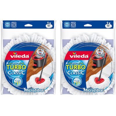 Vileda EasyWring and Clean Turbo Classic Microfibre Mop Refill Head, Pack of 2 Vileda EasyWring and Clean Turbo Classic Microfibre Mop Refill Head, Pack of 2