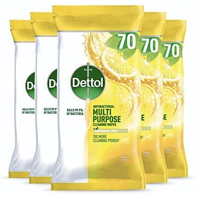 Dettol - antibacterial wipes - Citrus Zest - 5x70 - Disinfectant Wipes Dettol - antibacterial wipes - Citrus Zest - 5x70 - Disinfectant Wipes