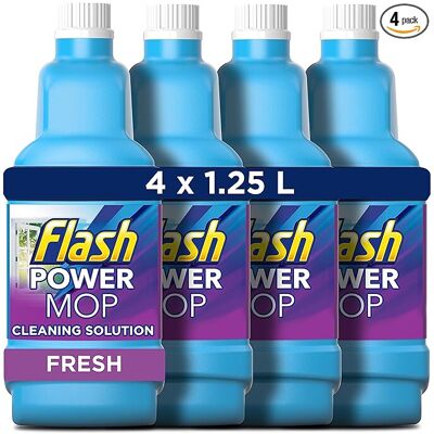 Flash Powermop Refill Liquid, Floor Cleaner, Fresh, 5 Litres (1.25 L x 4) Flash Powermop Refill Liquid, Floor Cleaner, Fresh, 5 Litres (1.25 L x 4)