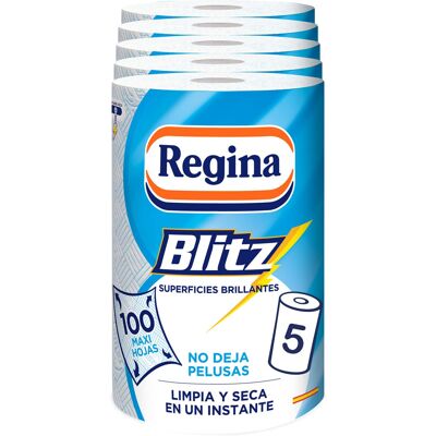 Regina Regina Blitz Kitchen Paper - 5 Rolls, 100 Maxi Sheets, 3-Ply - Kitchen Paper Regina Regina Blitz Kitchen Paper - 5 Rolls, 100 Maxi Sheets, 3-Ply - Kitchen Paper
