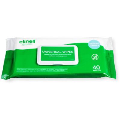 Clinell Universal Cleaning and Disinfectant Wipes for Surfaces - Pack of 40 Wipe Clinell Universal Cleaning and Disinfectant Wipes for Surfaces - Pack of 40 Wipe