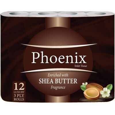 Phoenix White Shea Butter Quilted 3-Ply Toilet Rolls - Toilet Paper Phoenix White Shea Butter Quilted 3-Ply Toilet Rolls - Toilet Paper