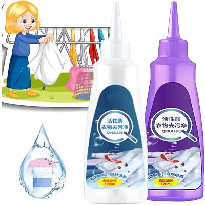 Unbranded (Purle-white, 120ml-2pcs) Laundry Stain Remover Liquid - Instant Stain Removal A Unbranded (Purle-white, 120ml-2pcs) Laundry Stain Remover Liquid - Instant Stain Removal A