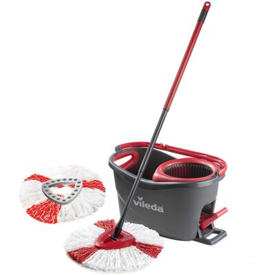 Vileda Turbo Microfibre Spin Mop and Bucket Set with Extra 2-in-1 Head Replaceme Vileda Turbo Microfibre Spin Mop and Bucket Set with Extra 2-in-1 Head Replaceme