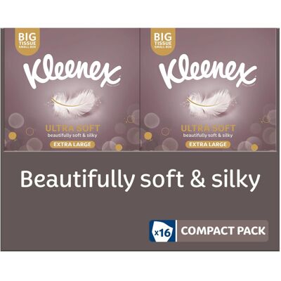 Kleenex Ultra Soft Extra large Tissue in 16 Compact Boxes - Our Softest Tissue - Kleenex Ultra Soft Extra large Tissue in 16 Compact Boxes - Our Softest Tissue -