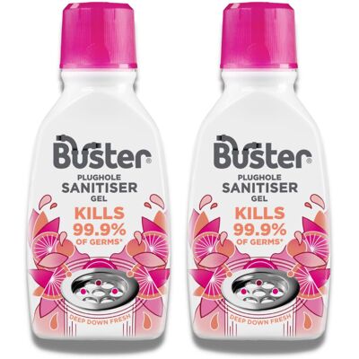 Buster Sanitiser Gel 300ml x 2 – Berry Fragranced Plughole Freshener – Kills 99.9% Germ Buster Sanitiser Gel 300ml x 2 – Berry Fragranced Plughole Freshener – Kills 99.9% Germ